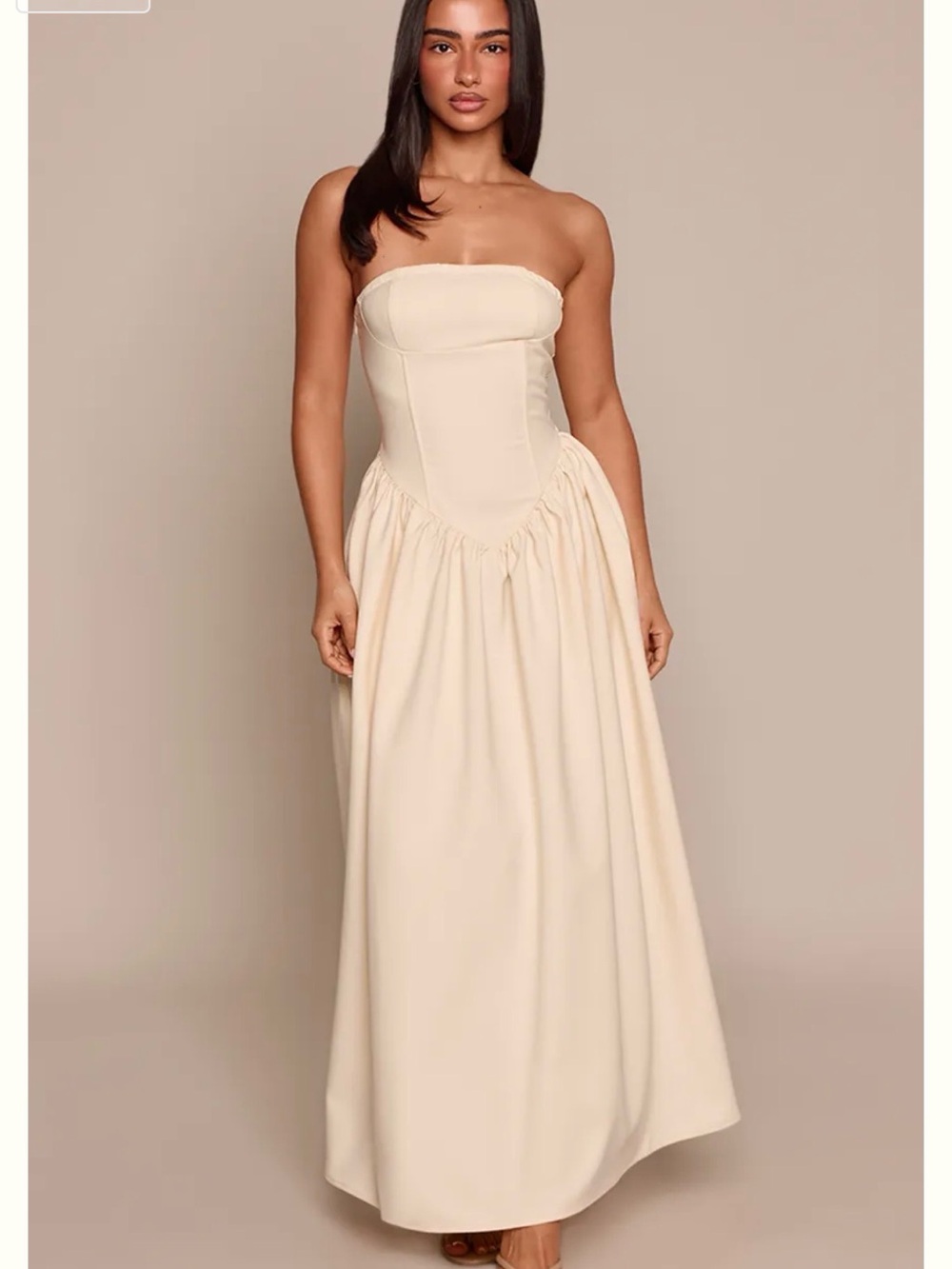 Strapless Cream Maxi Dress - PrettyLittleThing Petite